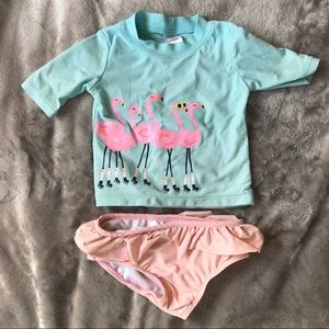 Two piece swimsuit- rash guard and bottoms